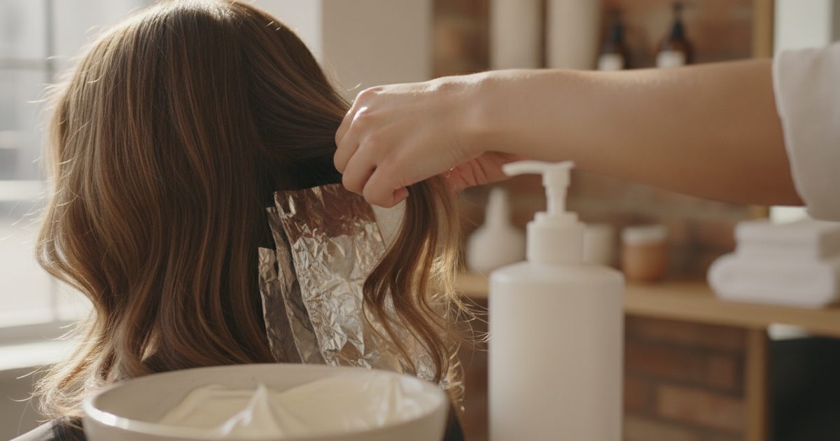 30 volume developer being mixed in a salon bowl