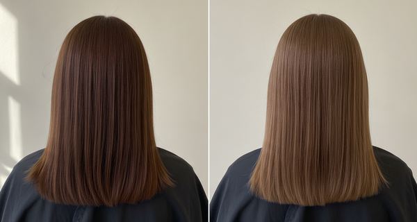 Before and after, Medium brown (4) to Light brown (5)