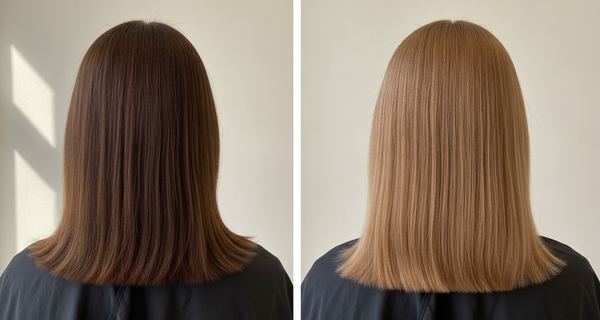 Before and after, Medium brown (4) to Dark blonde (6)