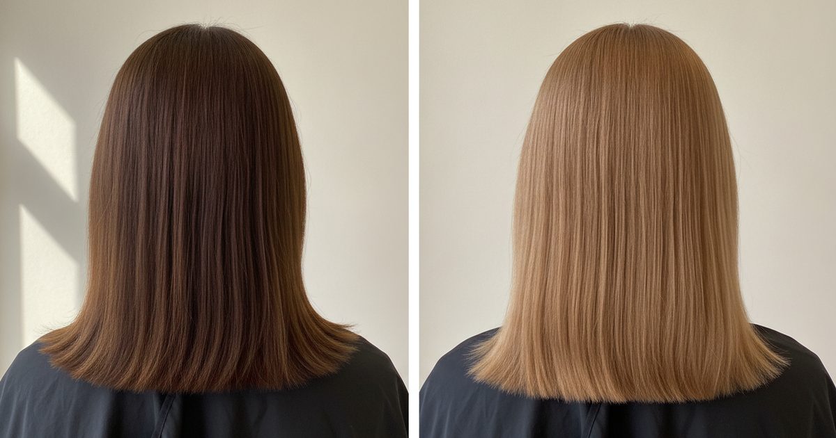 Before and after: Medium brown (4) to Dark blonde (6)