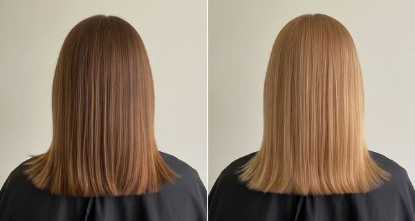 Before and after, Light brown (5) to Dark blonde (6)