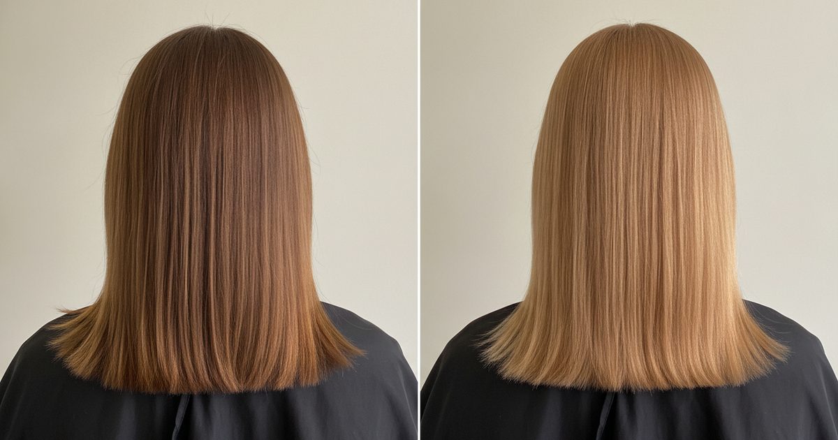 Before and after: Light brown (5) to Dark blonde (6)