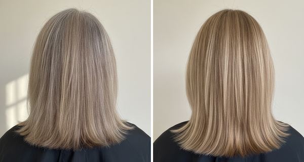 Before and after, Medium blonde (level 7), 40% white