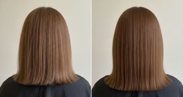 Before and after, Light brown (level 5), 50% white