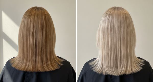 Before and after, Dark blonde (6) to Very light blonde (9)