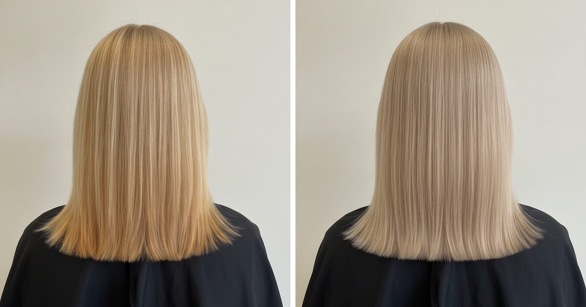 Before and after: Very light blonde (level 9)