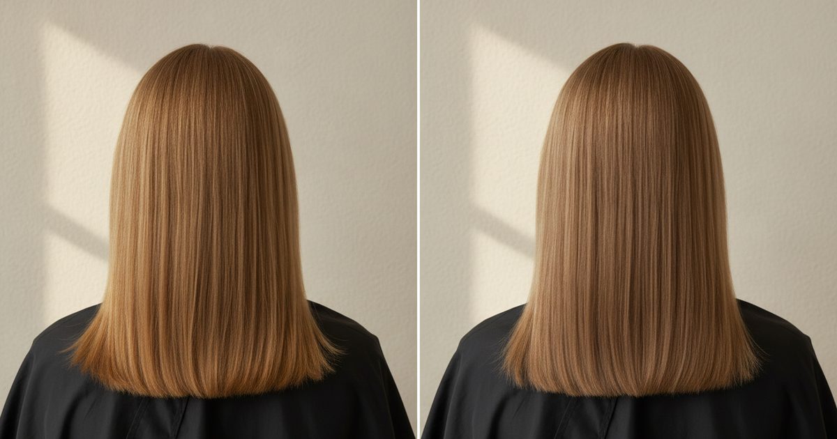 Before and after: Dark blonde (level 6)