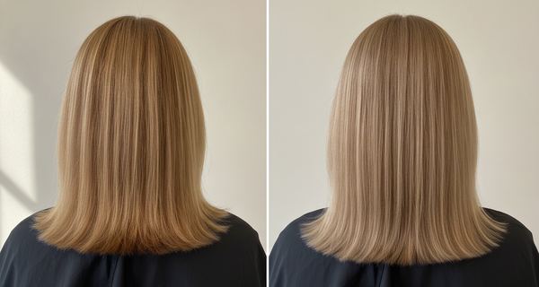 Before and after, Medium blonde (level 7)
