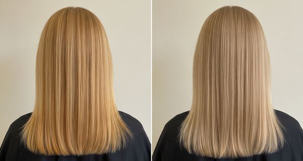 Before and after, Light blonde (level 8)
