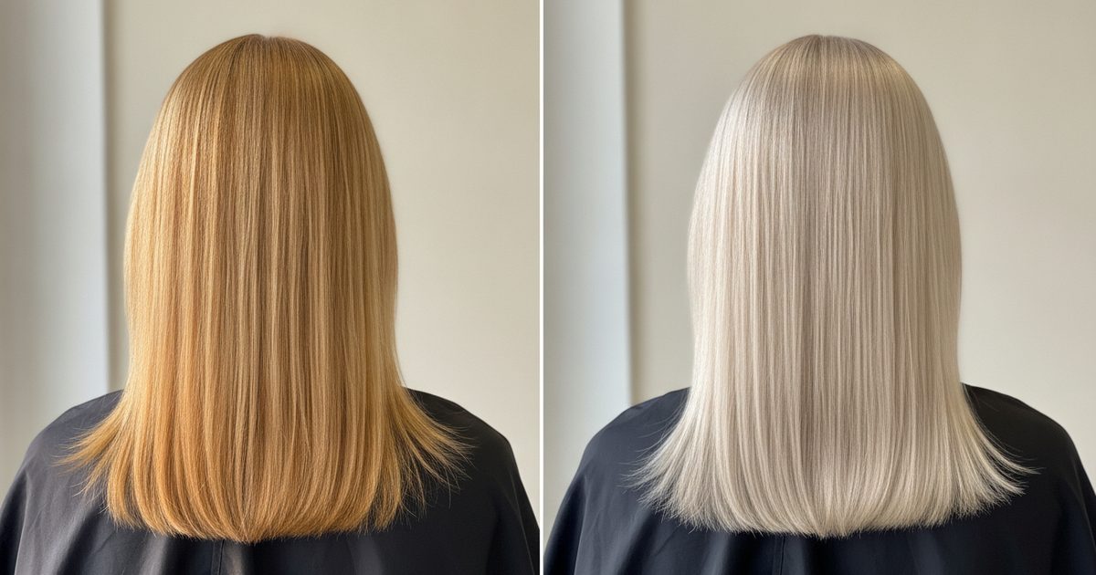 Before and after: Light blonde (8) to Very light blonde (9)