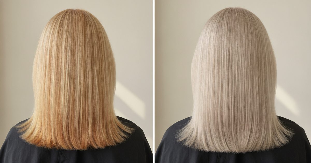Before and after: Very light blonde (level 9)
