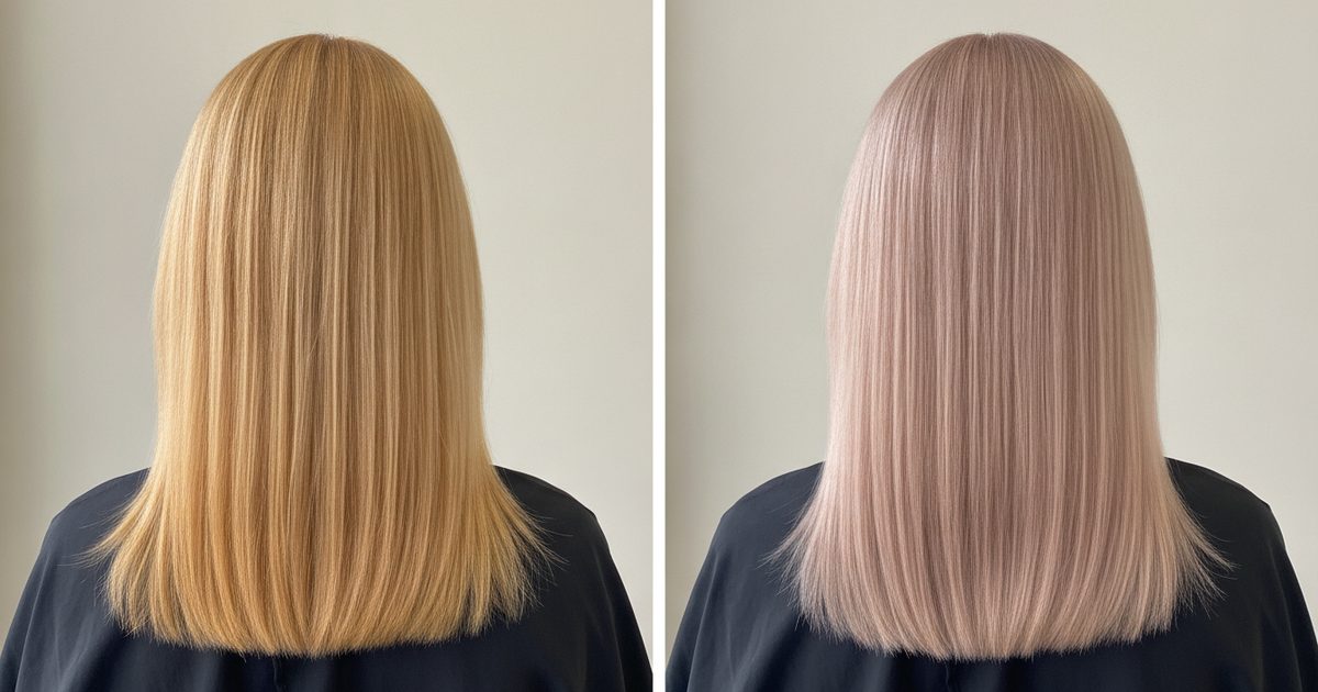 Before and after: Light blonde (level 8)