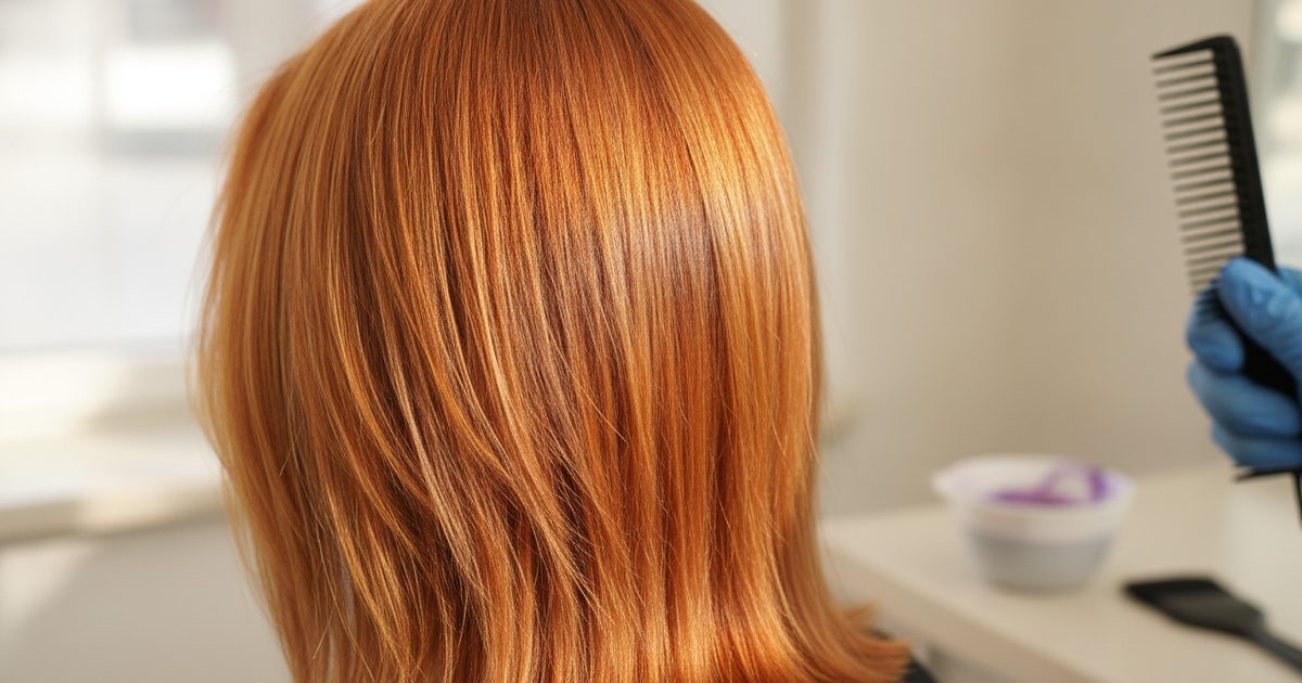 Orange bleached hair at level 6, the stage bleach stops at on dark hair