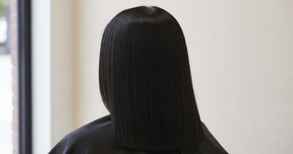 Level 1 black hair, photographed from behind in daylight
