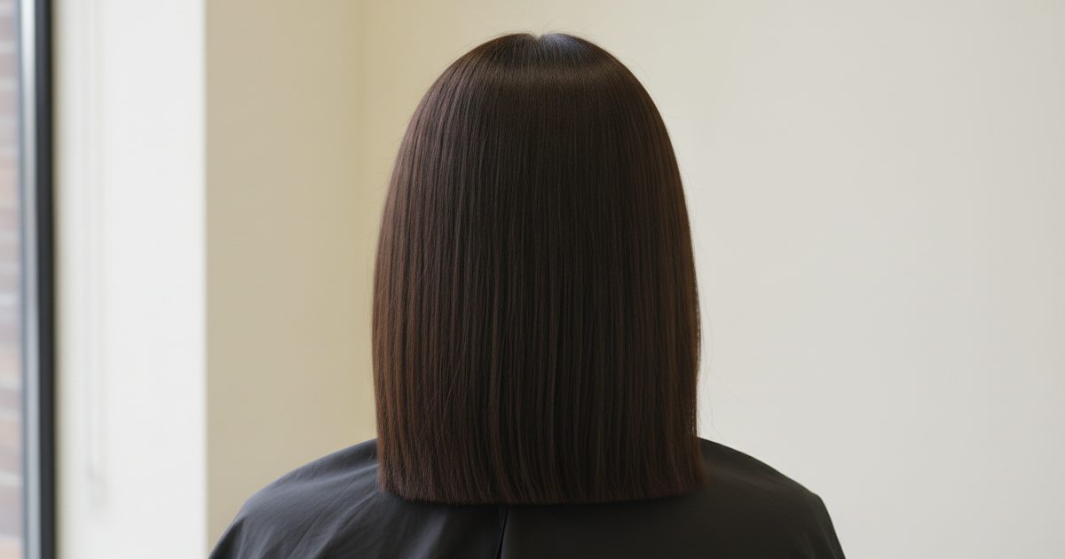 Level 3 dark brown hair, photographed from behind in daylight