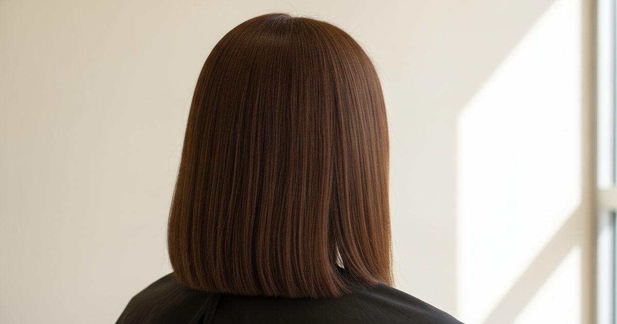 Level 4 medium brown hair, photographed from behind in daylight