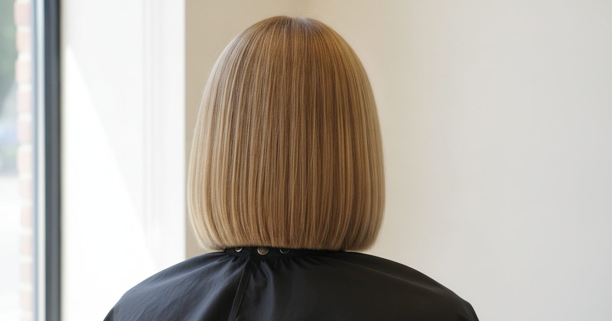 Level 7 medium blonde hair, photographed from behind in daylight