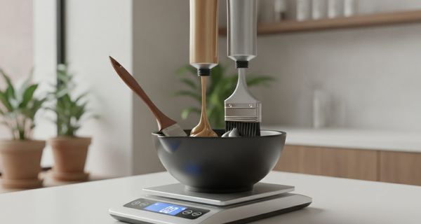 A warm shade and a cool shade from the same line, weighed into one bowl