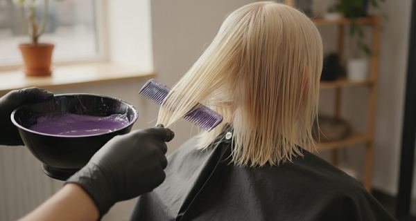 Freshly lifted hair rinses yellow, or orange if the lift stalled
